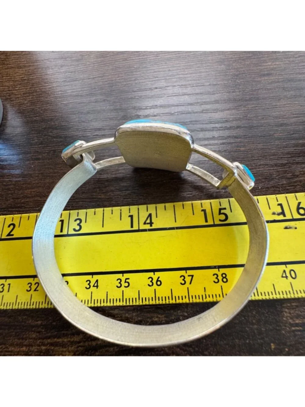 Turquoise Hook Bangle Bracelet Sterling Silver 925 Size 7.5